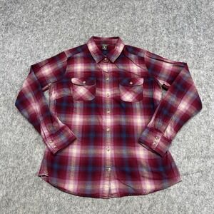 Eddie Bauer Shirt Womens M Red Plaid Button Long Sleeve Flannel Casual Outdoor